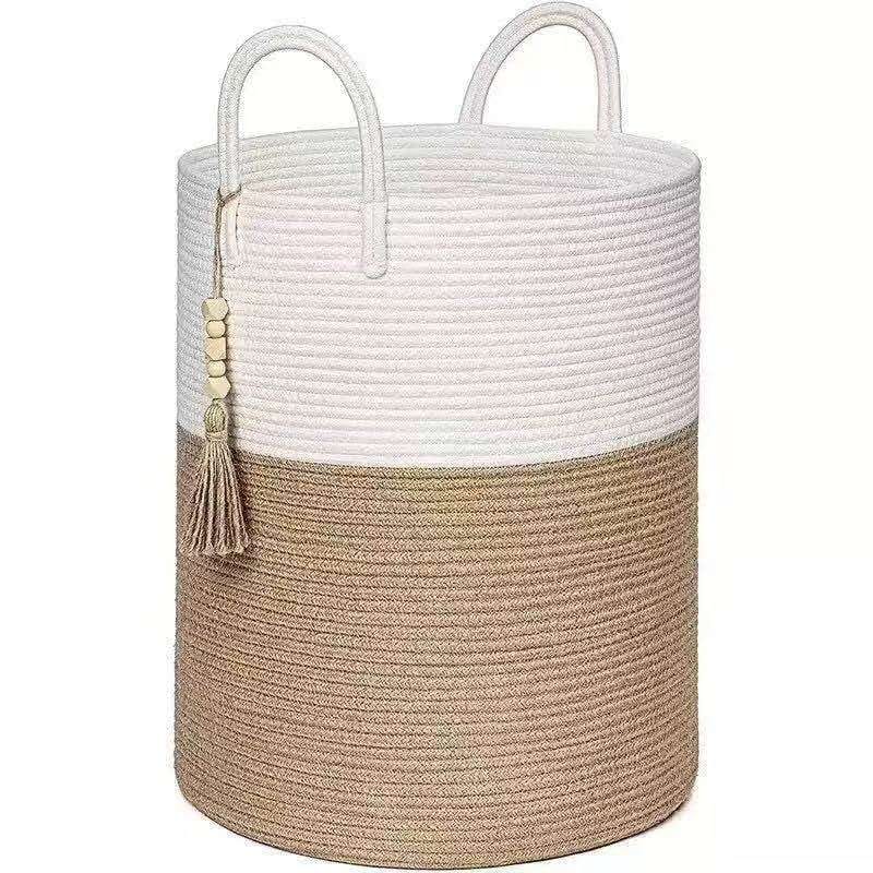 Wooven decorative laundry basket