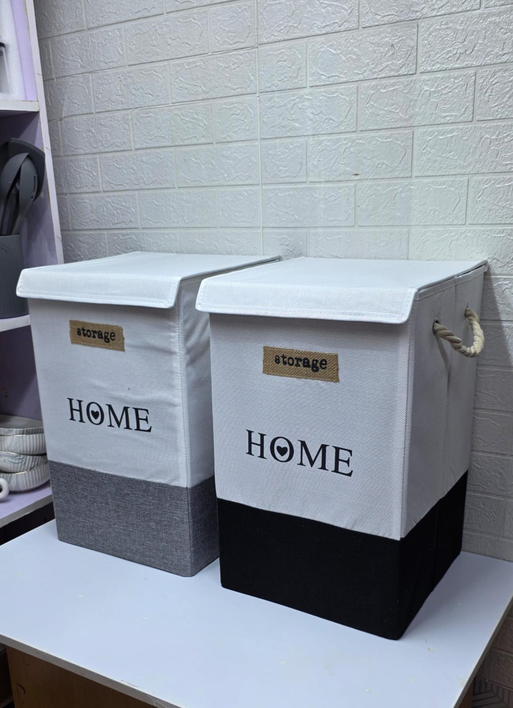 Big size Multipurpose foldable storage/ Laundry baskets with rope handles