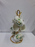 6 gold rimmed bone china flowered tea mugs