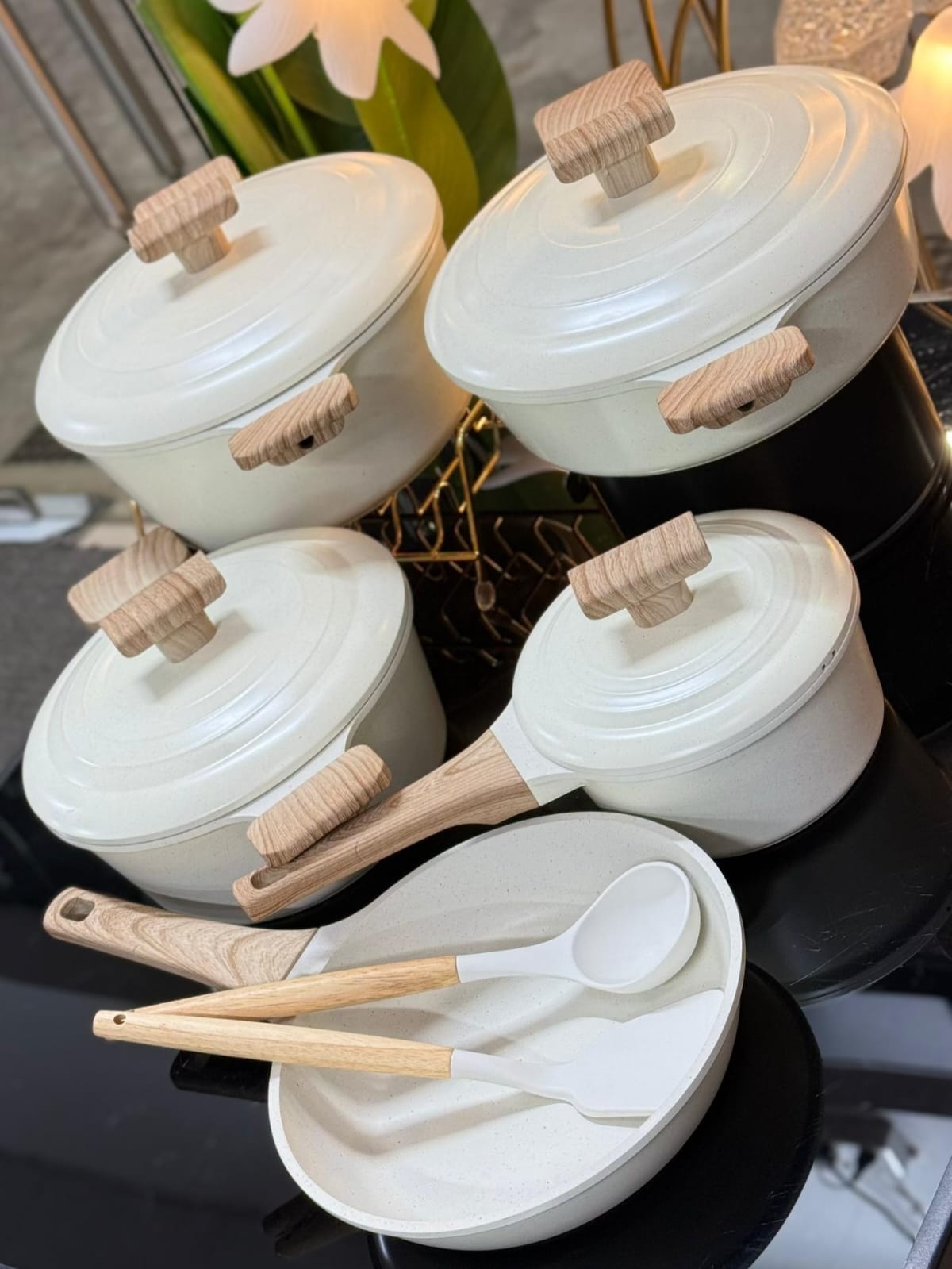 15pcs Pot and Pan set Non-stick cookware with Aluminium Lid