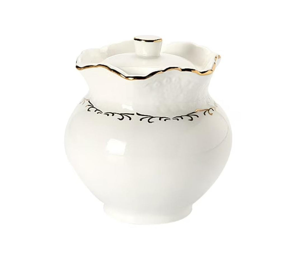 Classy sugar dish with gold rim