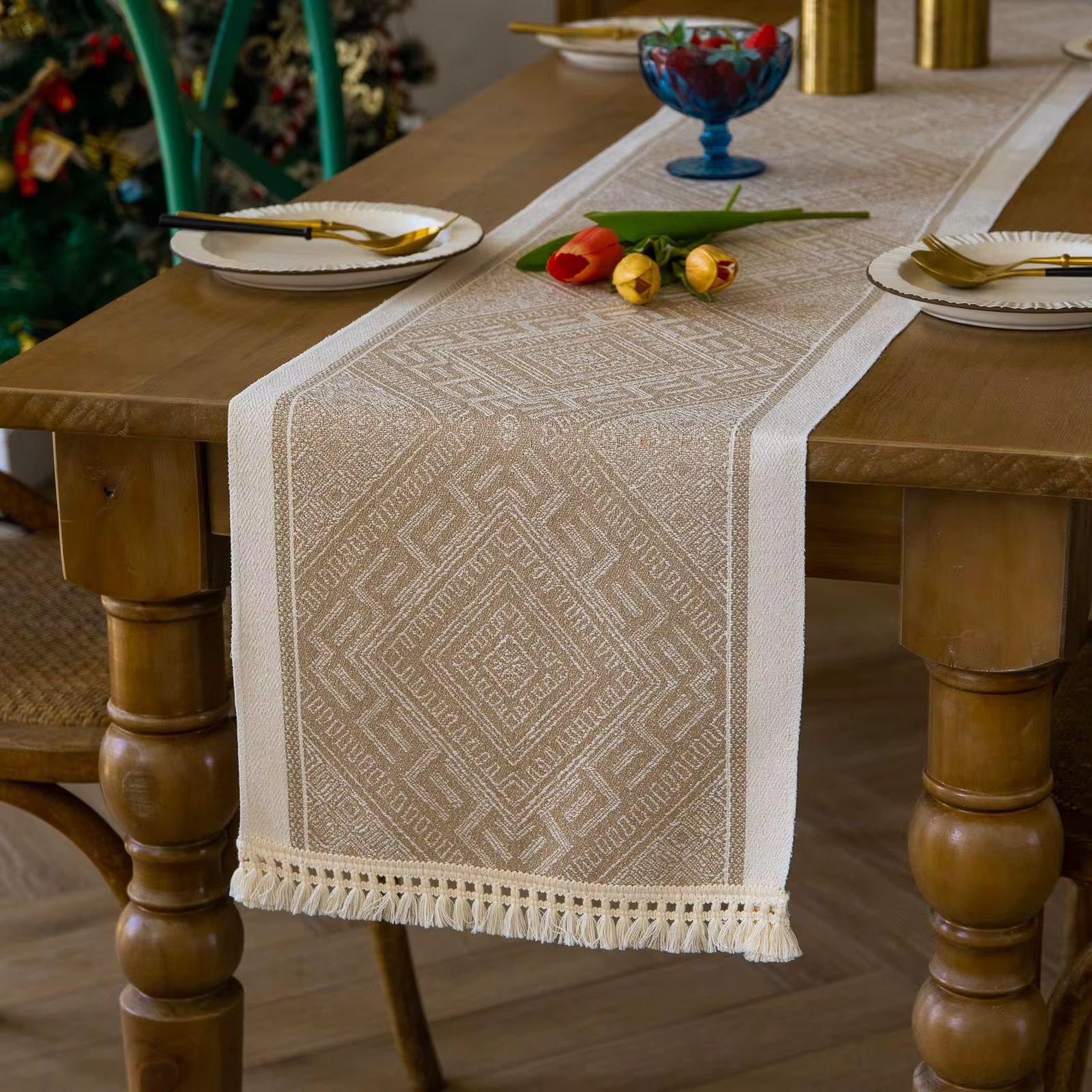 Neutral Pattern Table Runner