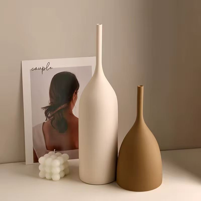 Luxury 2pc Vintage brushed decor vases