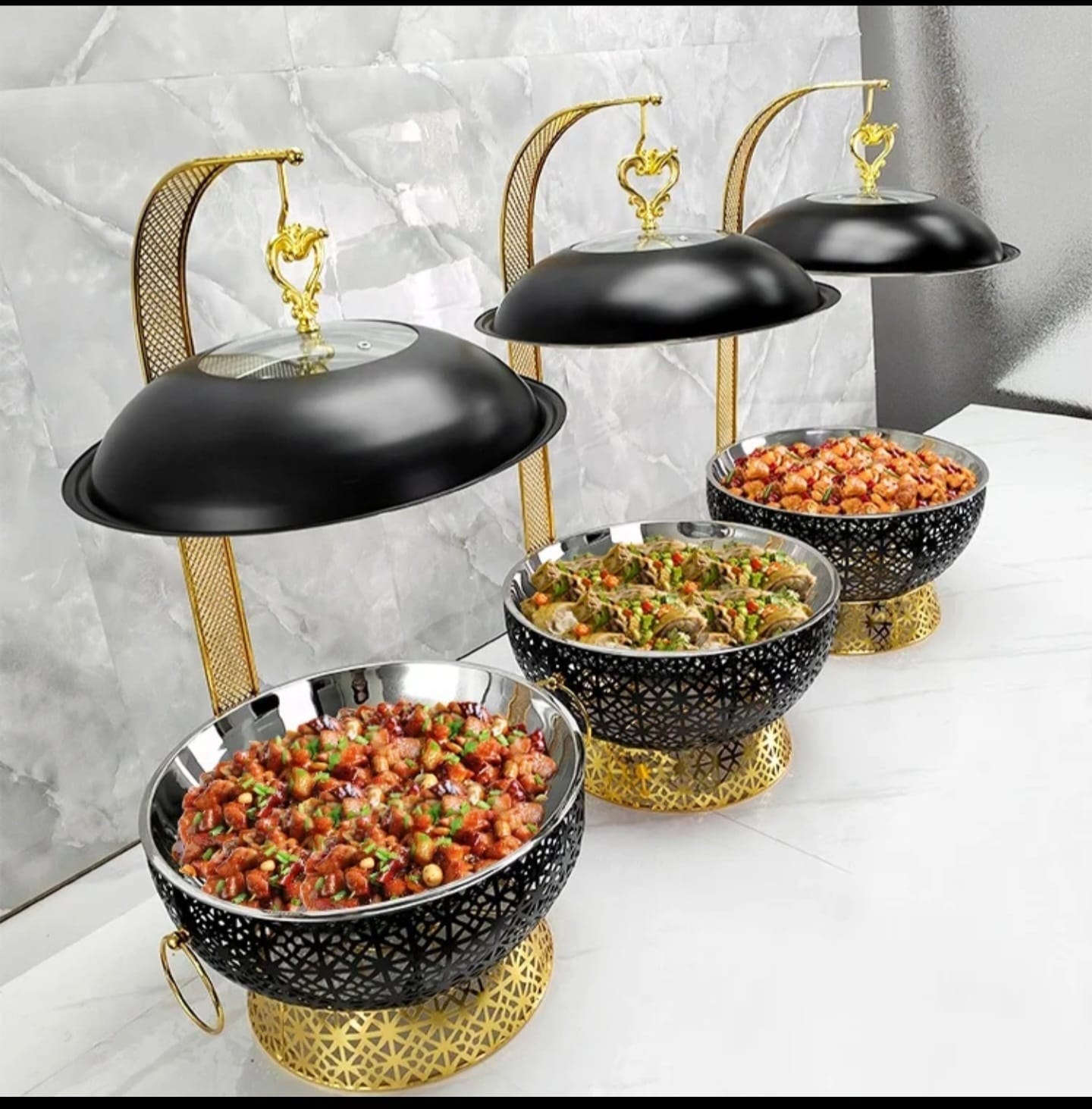8.OL Round Chaffing Dish Hanging Buffet Food warmer.