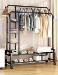 Multifunctional Clothes Rack with Side Storage Shelves
